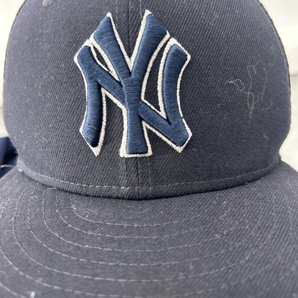 New Era New York NY Yankees MLB Black Fitted Size 6 3/4  Mesh In Black - Picture 2 of 8